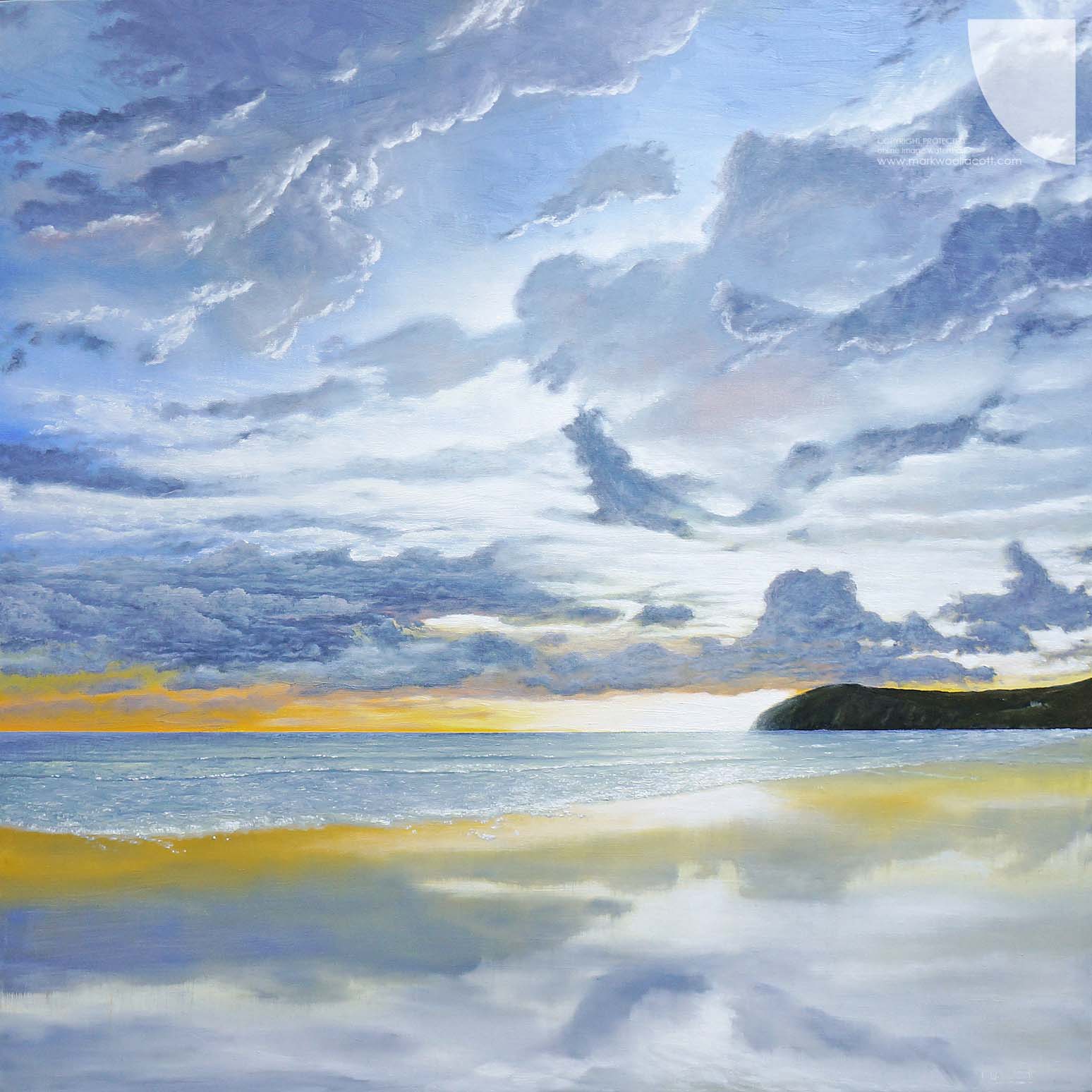 Evening Glow coastal painting by Mark Woollacott