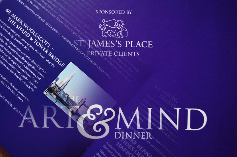 Artist Mark Woollacott donated his painting of London to the Art and Mind Dinner-auction at Kensington Palace 2019