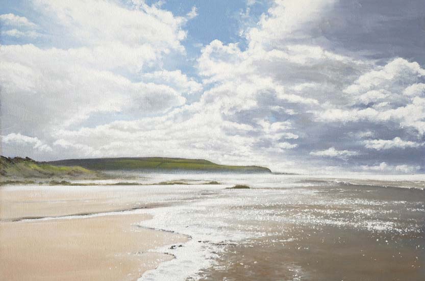 Morning Light at Bantham South Hams beach painting by coastal artist Mark Woollacott