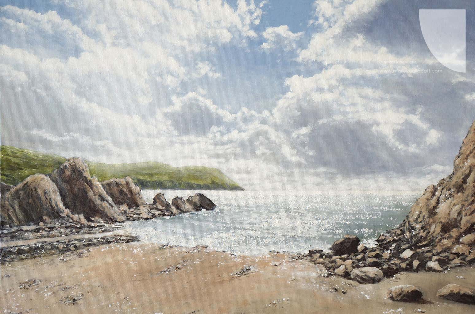 Hope Cove Sparkling Light painting for collectors with interests in wealth management and art investment