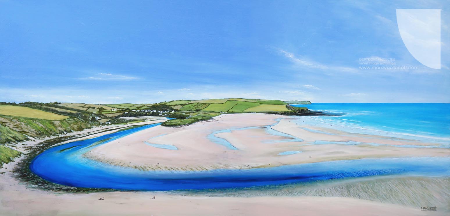 painting of Bantham beach collectable investment-grade contemporary coastal art