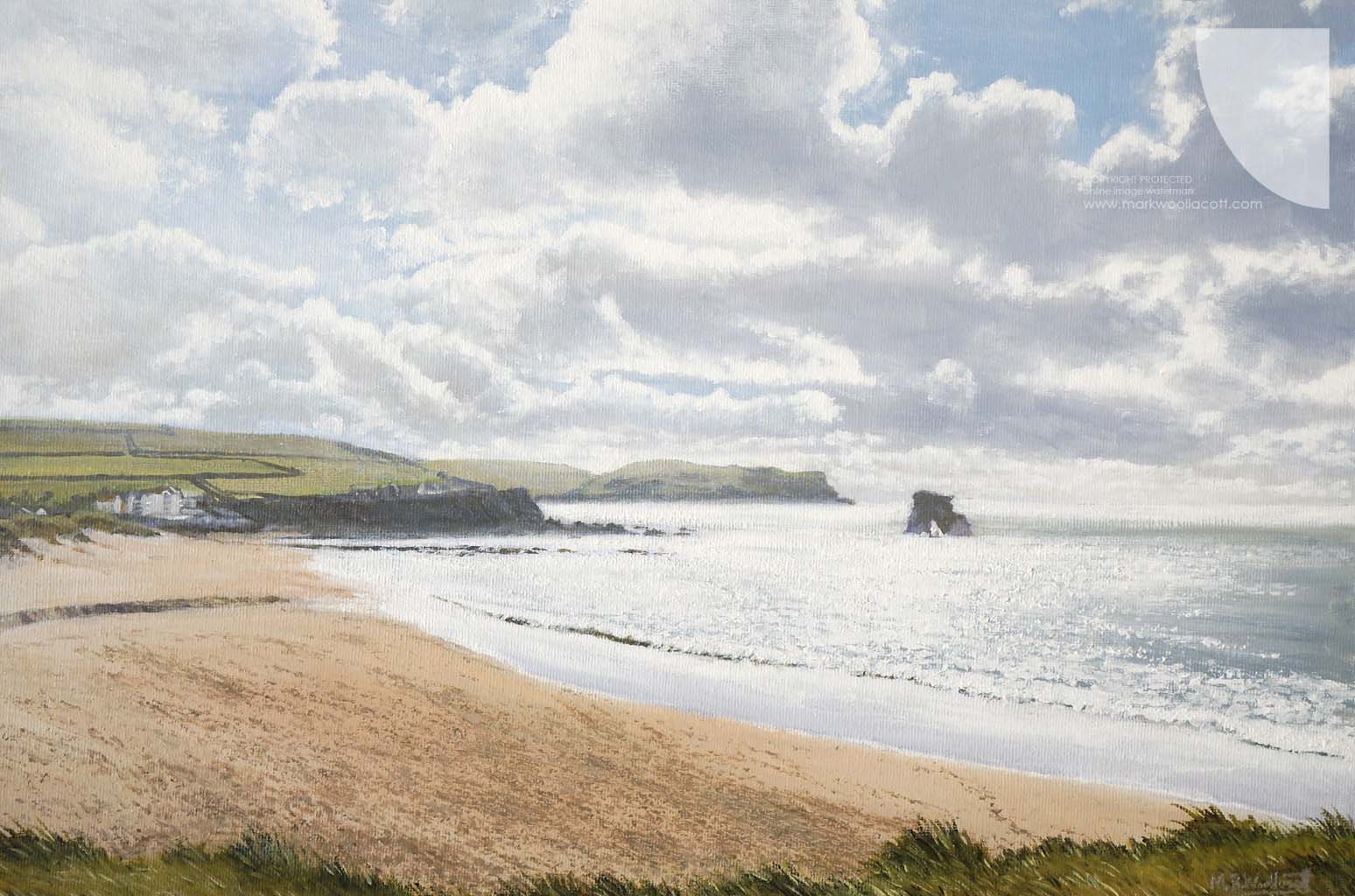 a painting of Thurlestone beach for collectors of investment-grade contemporary seascapes