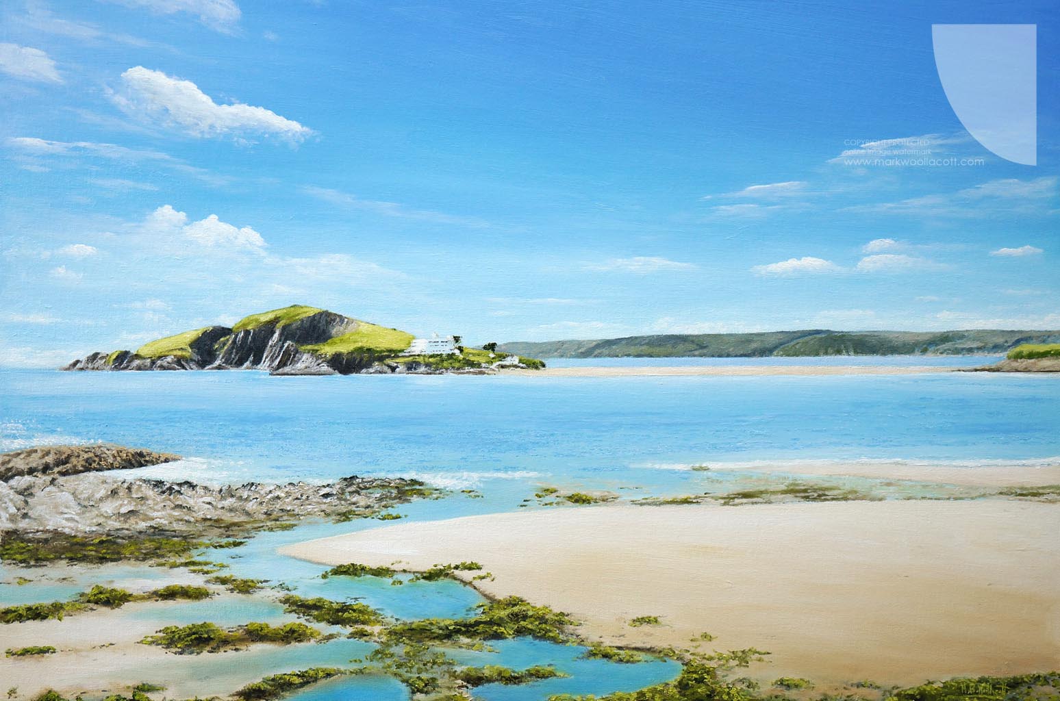 painting of Burgh Island, South Hams, collectable contemporary coastal art