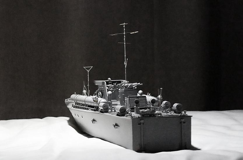 model of a Vosper motor torpedo boat used as a reference study for a World War II painting