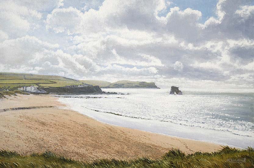 a painting of Thurlestone beach South Hams by coastal artist Mark Woollacott