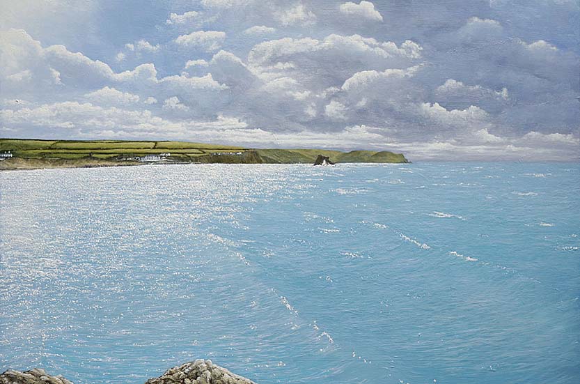 Thurlestone Sands South Hams beach painting by coastal artist Mark Woollacott